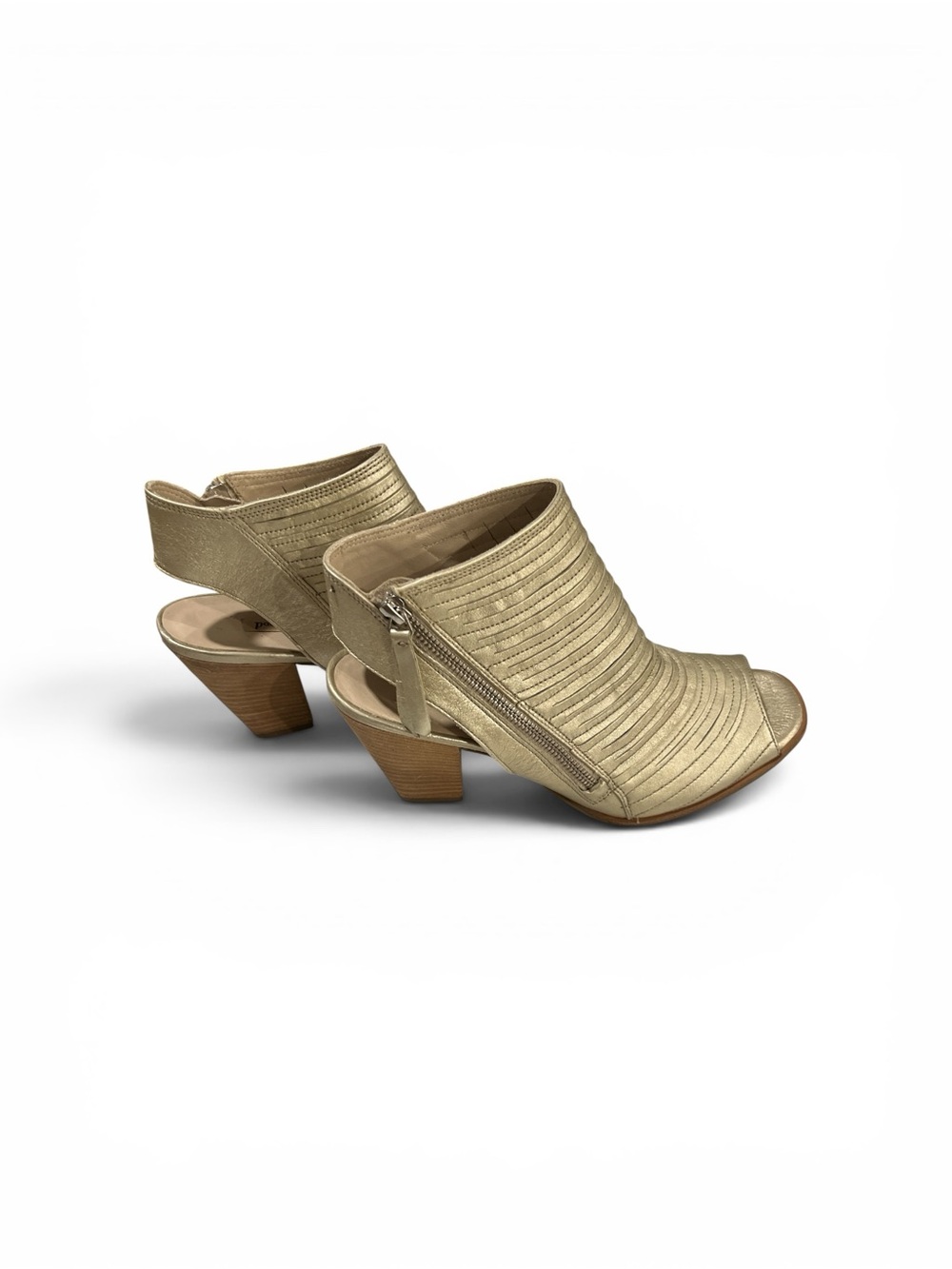 Paul Green Gold Peep-Toe Ankle Booties